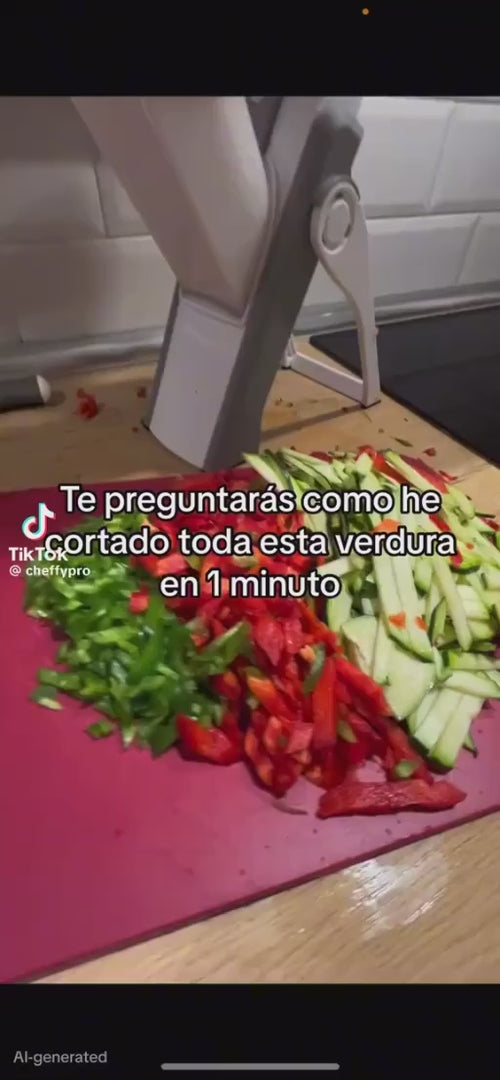 Demostración de la mandolina vertical: cortes de verduras y limpieza